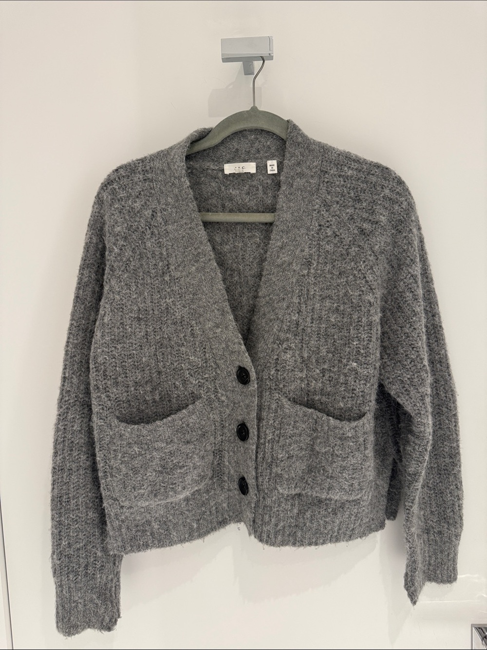 A.L.C. Heather Gray V-Neck Button Front Cardigan